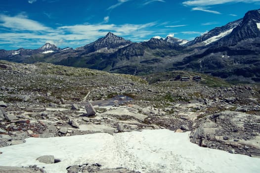 alps landscape,   mountains in front of  blue sky
