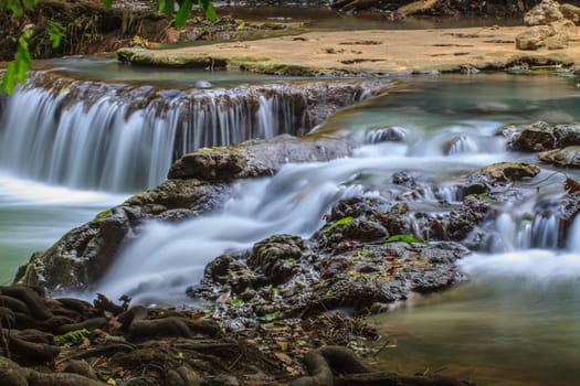 Waterfall in the tropical forest at Thanbok Khoranee National Park, Krabi, Thailand