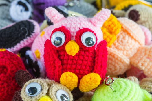 Crochet doll handmade art and crafts closeup, handmade crochet doll owl