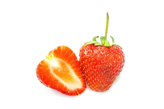 Ripe red strawberries on white background isolated