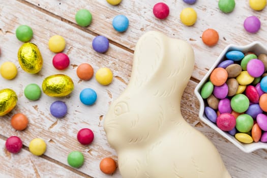 Delicious and traditional white chocolate Easter holiday bunny