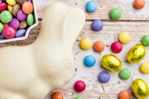 Delicious and traditional white chocolate Easter holiday bunny