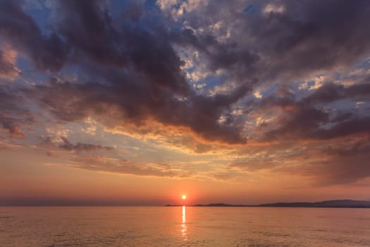 sunrise on the sea in Halkidiki, Greece
