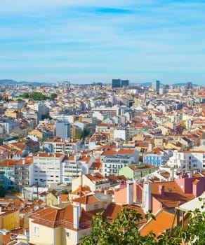 Aerial view of Lisbon in the sunny day. Portugal