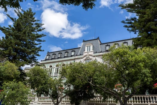View of the sumptuous neoclassical Vale Flor Palace built in early 20th century in Lisbon, Portugal