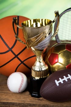 Sport equipment and balls background