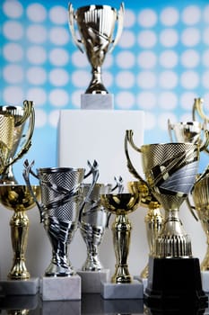 Podium for sports awards, equipment and balls