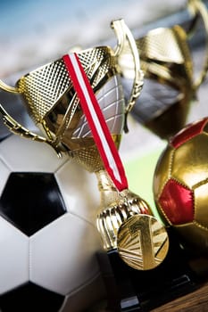 Winner trophy,  Sport equipment and balls