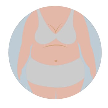 Fat woman cellulitis belly obesity overweight vector illustration