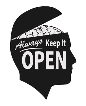 always keep it open mind brain learning illustration