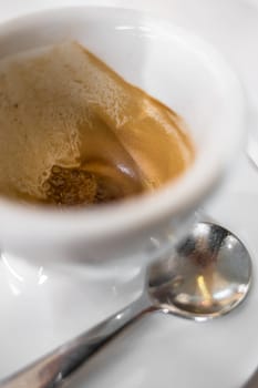 Cup of coffee that has been drank. Close-up.