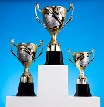Podium for sports awards, equipment and balls