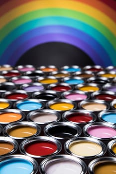 Creativity concept group of tin metal cans with color paint
