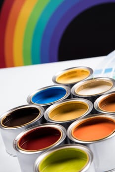 Colorful paint can, Creativity concept