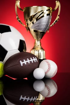 Sports balls with equipment, Winner background