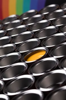 Open cans of paint, Creativity concept