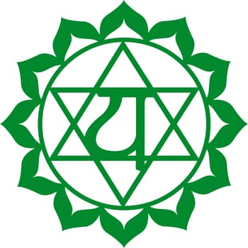 chakra energy green heart love meditation yoga hindu illustration