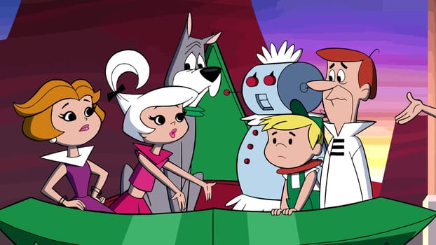 the jetsons characters cartoon futuristic illustration flying saucer