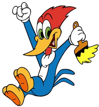 character woody woodpecker illustration bird cartoon painting