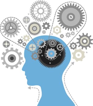 mechanical mind thought brain learning ideas illustration