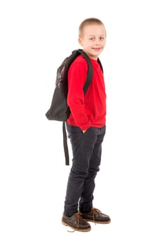 Young boy posing ready to go back to school