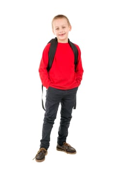 Young boy posing ready to go back to school