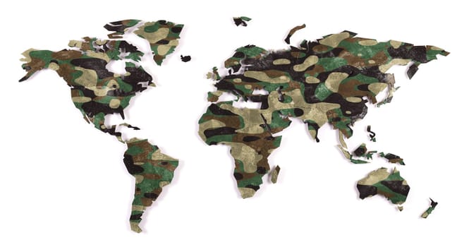 Roughly outlined world map on a kitchen wall - Camouflaged