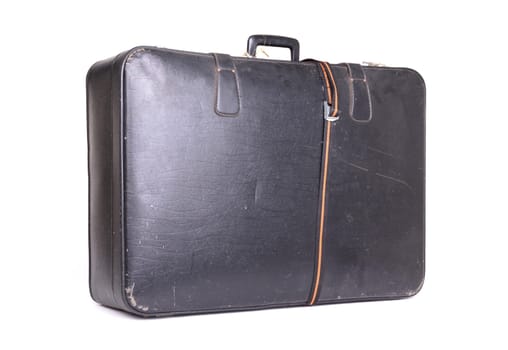 Old suitcase, isolated on a white background