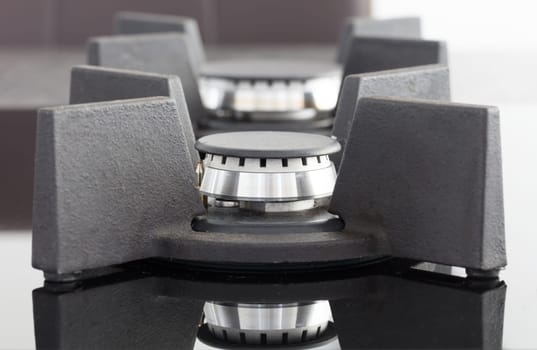 Side view of gas modern stove, the Netherlands