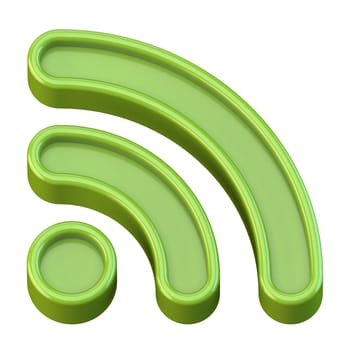 Green Wi Fi sign 3D rendering illustration isolated on white background