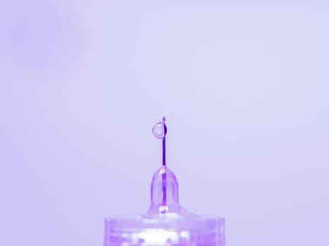 Diabetes syringe with needle closeup