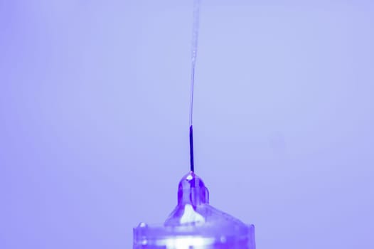 Diabetes syringe with needle closeup