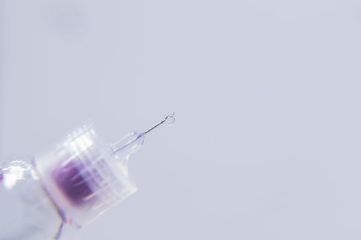 Diabetes syringe with needle closeup