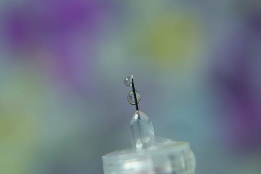 Diabetes syringe with needle closeup