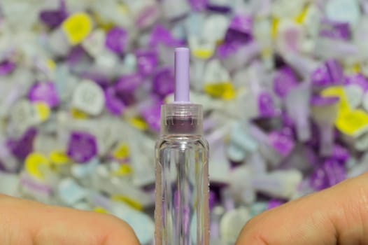 Diabetes syringe with needle closeup