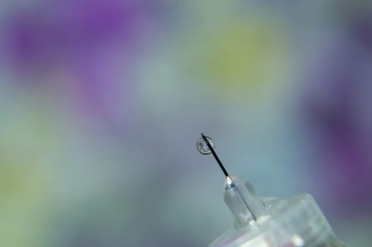 Diabetes syringe with needle closeup