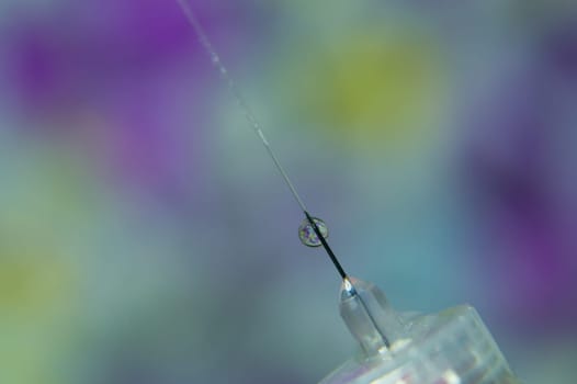 Diabetes syringe with needle closeup
