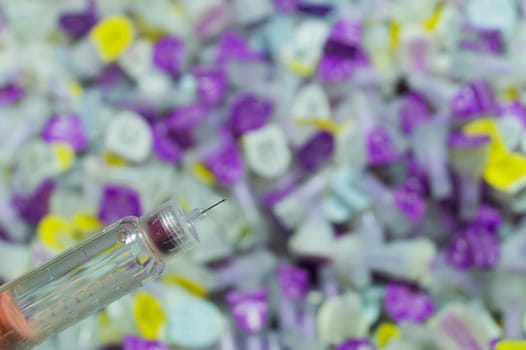 Diabetes syringe with needle closeup