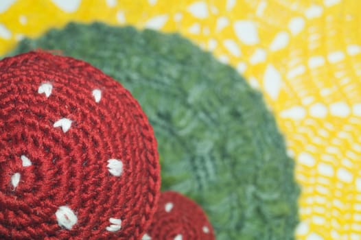 Handmade knitting wool texture background closeup needlework