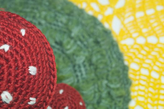 Handmade knitting wool texture background closeup needlework