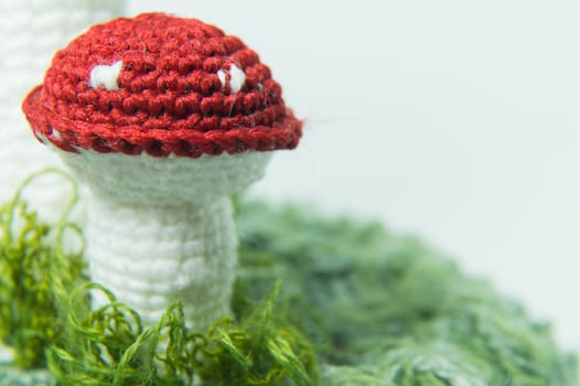 Handmade knitting wool texture background closeup needlework