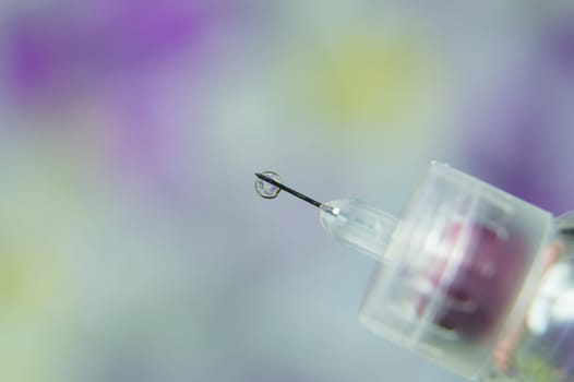 Diabetes syringe with needle closeup