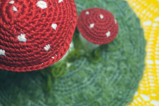 Handmade knitting wool texture background closeup needlework