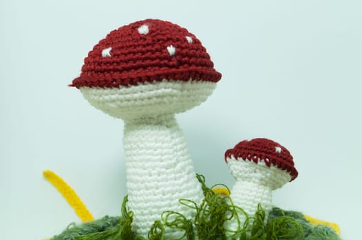 Handmade knitting wool texture background closeup needlework