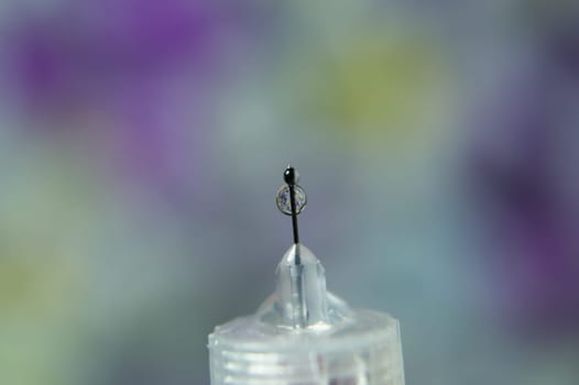 Diabetes syringe with needle closeup