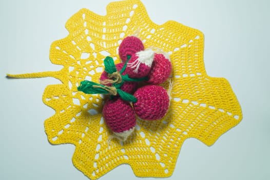Handmade knitting wool texture background closeup needlework