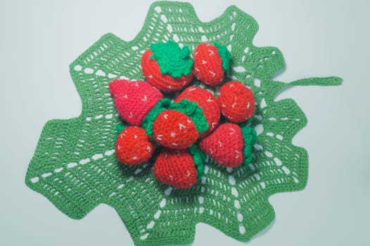 Handmade knitting wool texture background closeup needlework