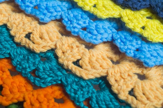 Handmade knitting wool texture background closeup needlework