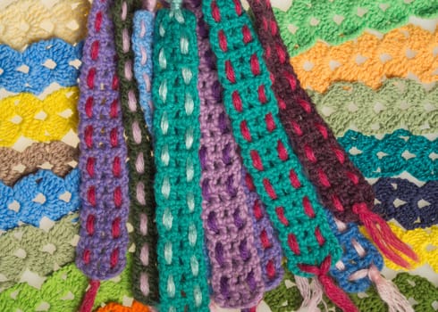 Handmade knitting wool texture background closeup needlework