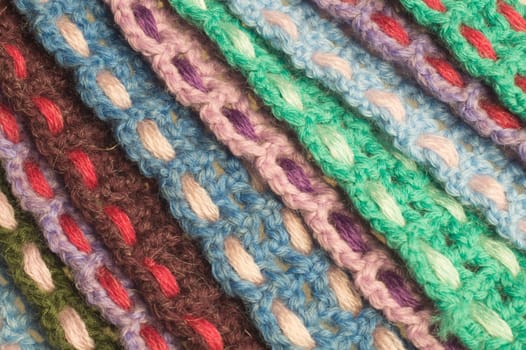 Handmade knitting wool texture background closeup needlework